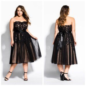 Plus 14/XS Embroidered Tulle Formal Dress